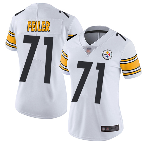 Women Pittsburgh Steelers Football #71 Limited White Matt Feiler Road Vapor Untouchable Nike NFL Jersey->women nfl jersey->Women Jersey